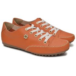 Sapatênis Feminino Couro Legítimo Laranja - KRN SHOES | Calçados Casuais