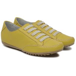 Sapatênis Feminino Em Elástico Couro Legítimo Amarelo - KRN SHOES | Calçados Casuais