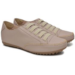 Sapatênis Feminino Em Elástico Couro Legítimo Nude - KRN SHOES | Calçados Casuais