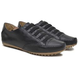 Sapatênis Feminino Em Elástico Couro Legítimo Preto - KRN SHOES | Calçados Casuais