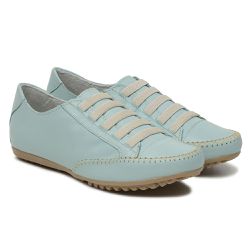 Sapatênis Feminino Em Elástico Couro Legítimo Verde Claro - KRN SHOES | Calçados Casuais