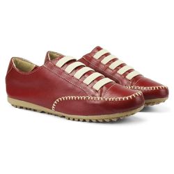 Sapatênis Feminino Em Elástico Couro Legítimo Bordô - KRN SHOES | Calçados Casuais