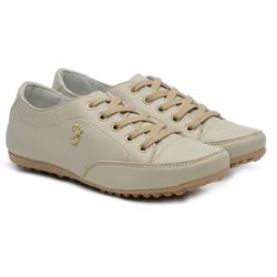 Sapatênis Feminino Cadarços Sintético Bege - KRN SHOES | Calçados Casuais