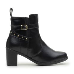 Bota Feminina Cano Médio Confortável Sintético Preto - KRN SHOES | Calçados Casuais