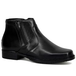 Bota Masculina Conforto Couro Legítimo Preto - KRN SHOES | Calçados Casuais