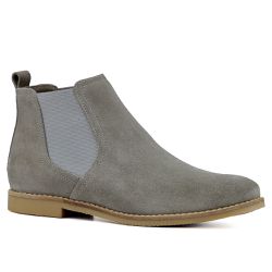 Botina Masculina Chelsea Clássica Couro Legítimo Camurça Cinza - KRN SHOES | Calçados Casuais