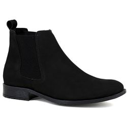 Bota Chelsea Masculina Tradicional Couro Nobuck Preto - KRN SHOES | Calçados Casuais