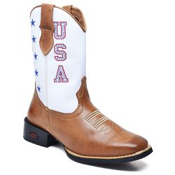 Bota Texana Masculina Cano Longo Bico Quadrado EUA Whisky e Gelo - KRN SHOES | Calçados Casuais