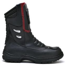 Coturno Motociclista Masculina em Couro Legítimo Preto e Vermelho - KRN SHOES | Calçados Casuais