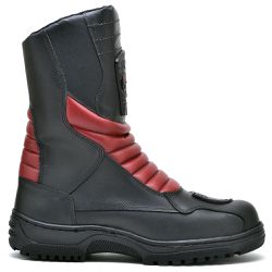 Coturno Motociclista Masculina em Couro Legítimo Preto e Vermelho - KRN SHOES | Calçados Casuais