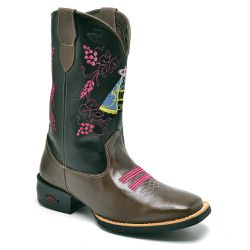 Bota Texana Feminina Cano Longo Telha e Preto - KRN SHOES | Calçados Casuais