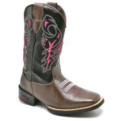 Bota Texana Feminina Cano Longo Café e Preto - KRN SHOES | Calçados Casuais