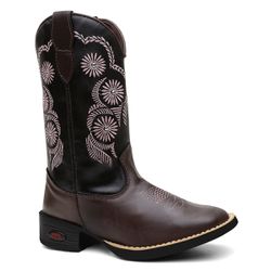 Bota Texana Feminina Cano Longo Café Preto - KRN SHOES | Calçados Casuais