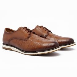 Sapato Casual Oxford Masculino Caramelo - KRN SHOES | Calçados Casuais