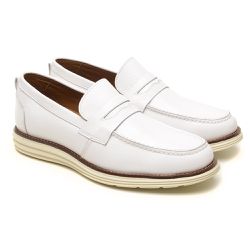 Sapato Casual Masculino Loafer Branco - KRN SHOES | Calçados Casuais