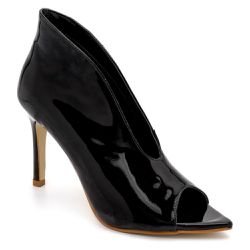 Sapato Feminino Ankle Boot Napa Verniz Preto - KRN SHOES | Calçados Casuais