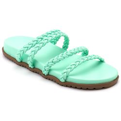 Chinela Feminina Rasteira Napa Verde Água - KRN SHOES | Calçados Casuais