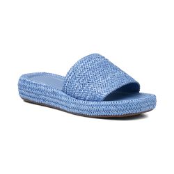 Sandália Papete Feminina Solado Flat Azul Hidra - KRN SHOES | Calçados Casuais