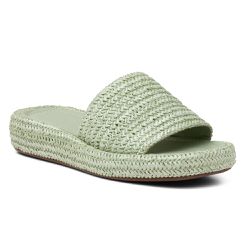 Sandália Papete Feminina Solado Flat Em Juta Verde Mint - KRN SHOES | Calçados Casuais