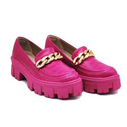 Sapato Mocassim Feminino Oxford Tratorado Craquelê Pink - KRN SHOES | Calçados Casuais