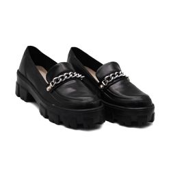 Sapato Mocassim Feminino Oxford Tratorado Napa Preto - KRN SHOES | Calçados Casuais