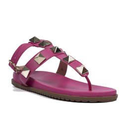 Papete Feminina Rasteira com Spikes Napa Pink - KRN SHOES | Calçados Casuais