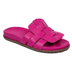 Papete Feminina Rasteira com Tiras Entrelaçadas Napa Pink - KRN SHOES | Calçados Casuais