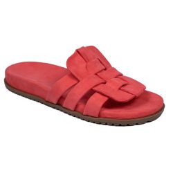 Papete Feminina Rasteira com Tiras Entrelaçadas Camurça Rosa Aloha - KRN SHOES | Calçados Casuais