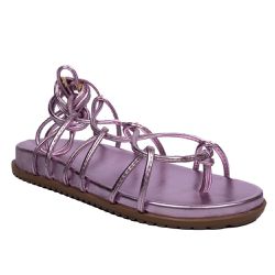 Papete Rosa Metalizada de Amarrar Napa - KRN SHOES | Calçados Casuais