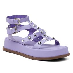 Sandália Papete Flatform Feminina Em Napa Lilas - KRN SHOES | Calçados Casuais