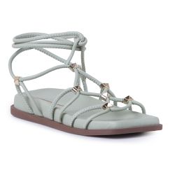 Sandália Papete Flatform Feminina Com Amarração Napa Mint - KRN SHOES | Calçados Casuais