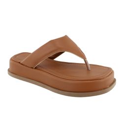 Sandália Papete Feminina Flat Em Napa Caramelo - KRN SHOES | Calçados Casuais