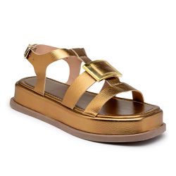 Sandália Papete Feminina Flatform Bronze - KRN SHOES | Calçados Casuais