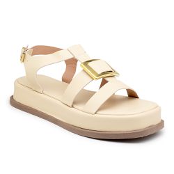 Sandália Papete Feminina Flatform Gergelim - KRN SHOES | Calçados Casuais