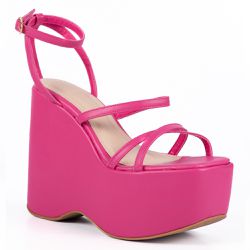 Sandália Feminina Anabela Com Tiras Napa Pink - KRN SHOES | Calçados Casuais