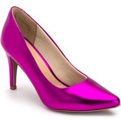 Sapato Scarpin Salto Alto em Napa Metalizada Pink - KRN SHOES | Calçados Casuais