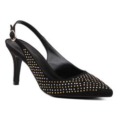 Sapato Feminino Scarpin Tecido Preto Com Strass - KRN SHOES | Calçados Casuais