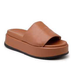 Tamanco Papete Feminino Flatform Caramelo - KRN SHOES | Calçados Casuais