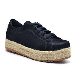 Tênis Feminino Casual Salto Flat em Nobucado Preto - KRN SHOES | Calçados Casuais