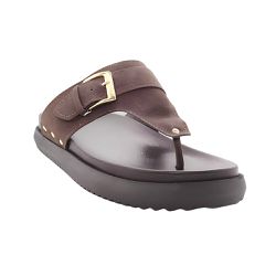 Sandália Feminina Papete Biker Camurça Marrom - KRN SHOES | Calçados Casuais