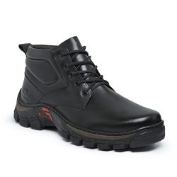 Bota Masculina Tratorada Couro Legítimo Preto - KRN SHOES | Calçados Casuais