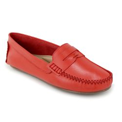 Mocassim Feminino Couro Legítimo Vermelho - KRN SHOES | Calçados Casuais