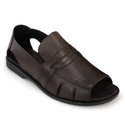 Sandália Masculina Couro Legítimo Café - KRN SHOES | Calçados Casuais