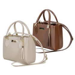 Kit 2 Bolsas Femininas Médias Caramelo e Off White - KRN SHOES | Calçados Casuais