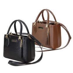 Kit 2 Bolsas Femininas Médias Caramelo e Preto - KRN SHOES | Calçados Casuais