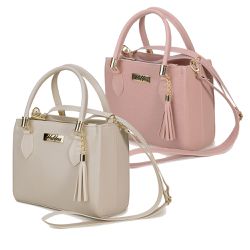 Kit 2 Bolsas Femininas Médias Rosa e Off White - KRN SHOES | Calçados Casuais