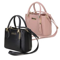 Kit 2 Bolsas Femininas Médias Rosa e Preto - KRN SHOES | Calçados Casuais