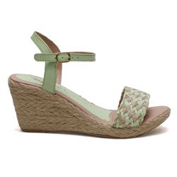 Sandália Feminina Anabela Trança Couro Legítimo Abacate - KRN SHOES | Calçados Casuais