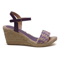 Sandália Feminina Anabela Trança Couro Legítimo Roxo - KRN SHOES | Calçados Casuais