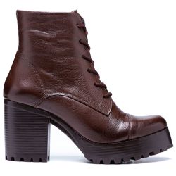 Bota Coturno Feminino Tratorado Chocolate - KRN SHOES | Calçados Casuais